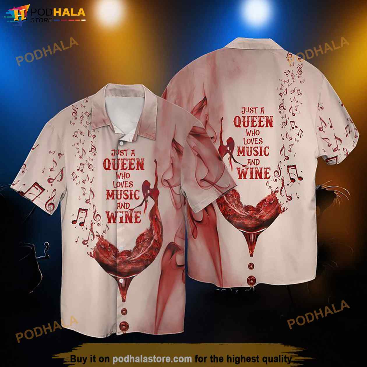 Music And Wine Just A Queen Who Loves Music And Wine Funny Hawaiian Shirt Music And Wine Just A Queen Who Loves Music And Wine Funny Hawaiian Shirt