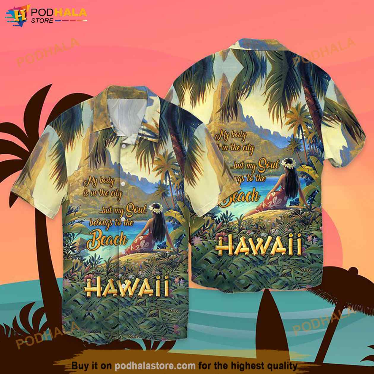 My Body Is Ib The City But My Soul Belongs To The Beach Funny Hawaiian Shirt My Body Is Ib The City But My Soul Belongs To The Beach Funny Hawaiian Shirt