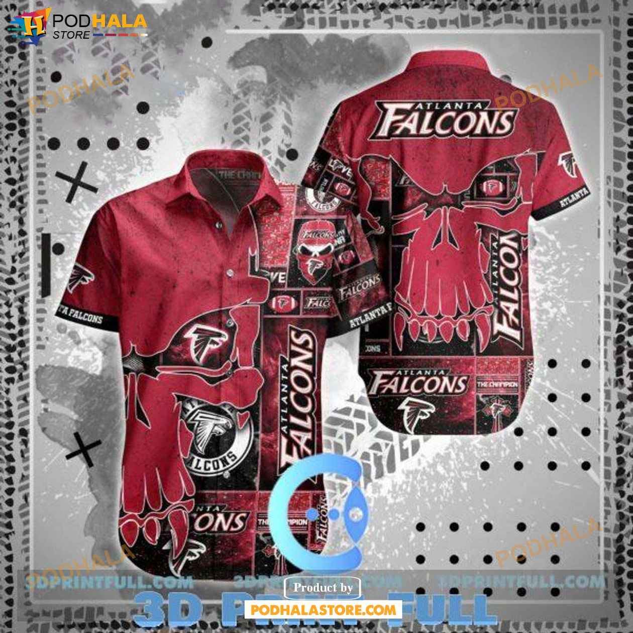 NFL Atlanta Falcons Hawaiian Shirt Skull All Over Print - Bring Your Ideas,  Thoughts And Imaginations Into Reality Today