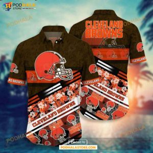 Cleveland Browns Nfl Beach Shirt Graphic Floral Pattern Print This