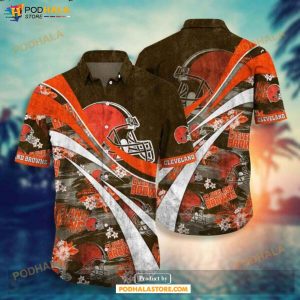 Cleveland Browns Nfl Beach Shirt Graphic Floral Pattern Print This