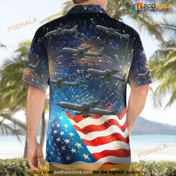 Nebraska Air National Guard Boeing Kc-135r Stratotanker 59-1495 4th Of July Hawaiian Shirt
