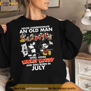 Never Underestimate An Old Man Who Loves Mickey Mouse And Was Born In July Shirt 2
