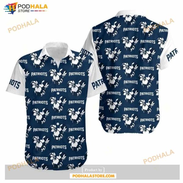 New England Patriots Mickey And Flowers Hawaii Shirt Summer Collections
