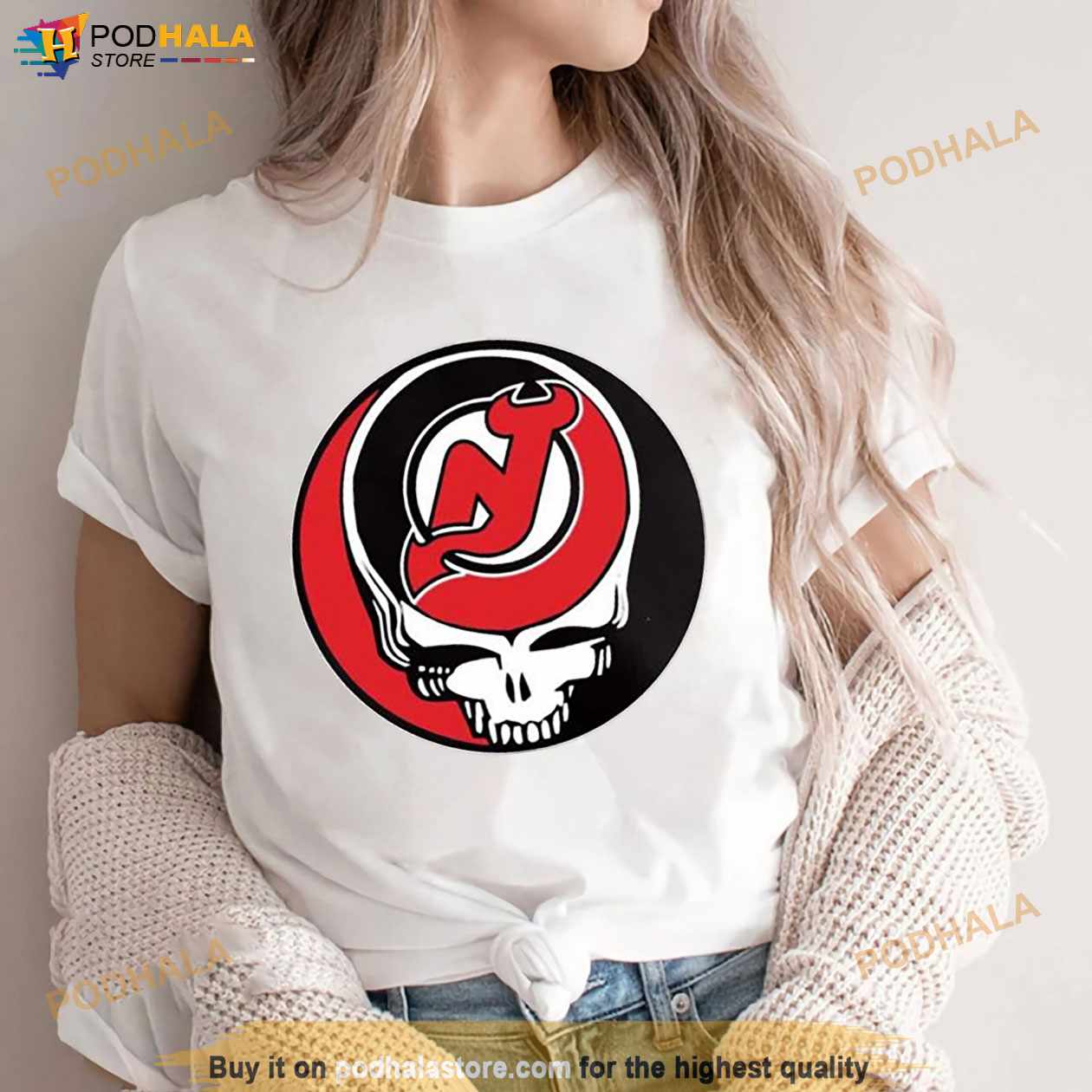 New Jersey Devils Grateful Dead Steal Your Face Hockey Nhl Shirts