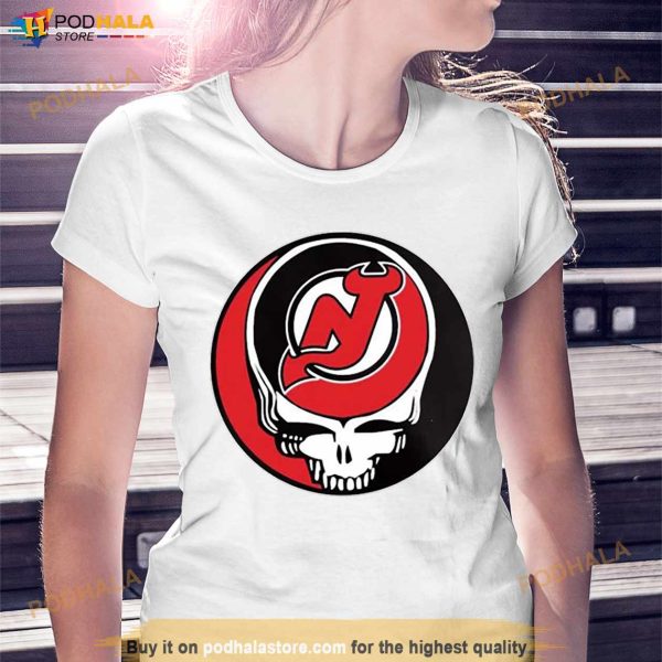New Jersey Devils Grateful Dead Steal Your Face Hockey NHL Shirt