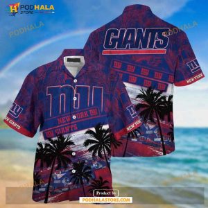 New York Giants Coconut Leaves And Skulls Summer Aloha Hawaiian Shirt