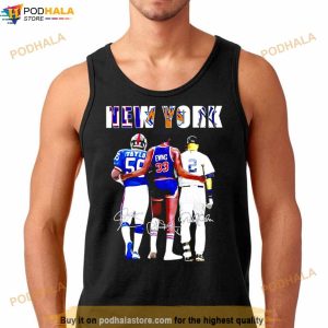 New York Jonathan Taylor Patrick Ewing And Derek Jeter's Signature Shirt 3