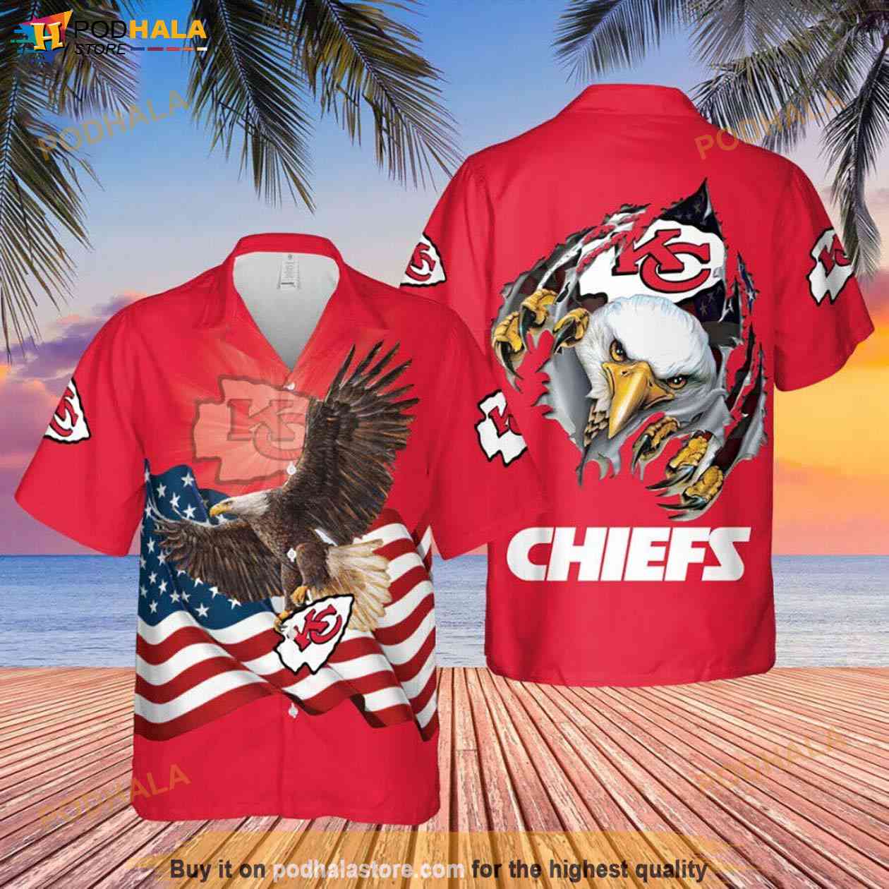 Chiefs Hawaiian Shirt Black White Football NFL Kansas City Chiefs