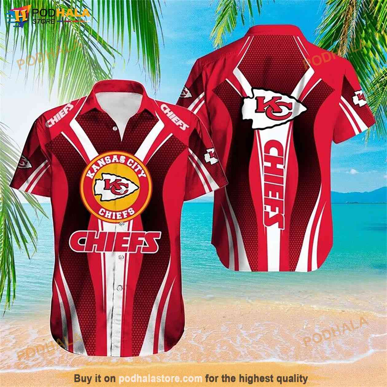 KC Chiefs Hawaiian Shirt Red Gold Logo Kansas City Chiefs Apparel Hawaii  Shirt - Best Seller Shirts Design In Usa