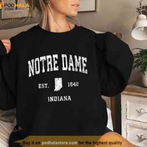 Notre Dame Indiana In Vintage Athletic Sports Design T Shirt 2