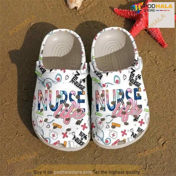Nurse Beautiful Life Flowers Clogs Nursing Life Crocs