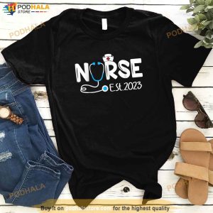 Nurse Est 2023 RN Graduation Shirt, Nursing School Graduate Gift For Womens