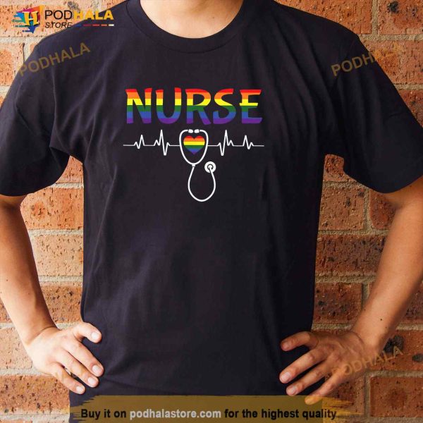 Nurse LGBTQ Gay Pride Rainbow Flag Registered Nursing RN Shirt