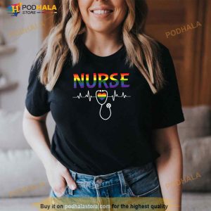 Nurse Lgbtq Gay Pride Rainbow Flag Registered Nursing Rn Shirt 3