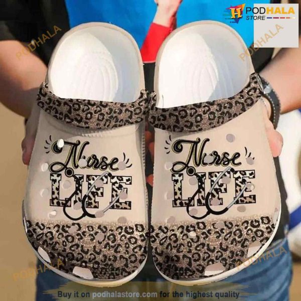 Nurse Nursing Life Leopard Crocs Crocband Clog Shoes For Men Women