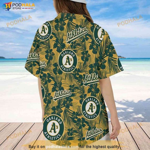 Oakland A’s Hawaiian Shirt Tropical Flower Pattern, Vacation Gift MLB Fans