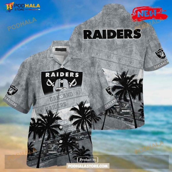Oakland Raiders NFL Hawaiian Shirt, Palm Tree Pattern Summer Vacation Hawaii Gift