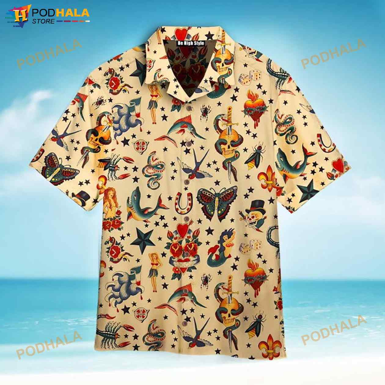 Old School Tatoo Summer Funny 3D Funny Hawaiian Shirt Old School Tatoo Summer Funny 3D Funny Hawaiian Shirt