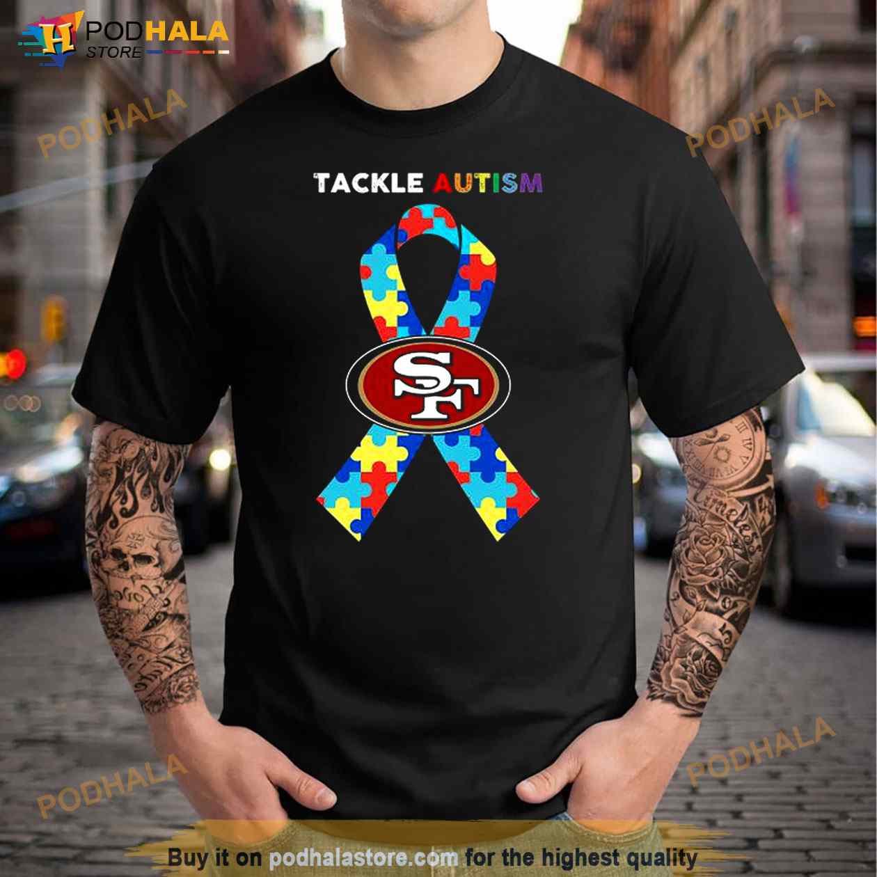 Original San Francisco 49ers Tackle Autism Awareness SweatShirt Original San Francisco 49ers Tackle Autism Awareness SweatShirt