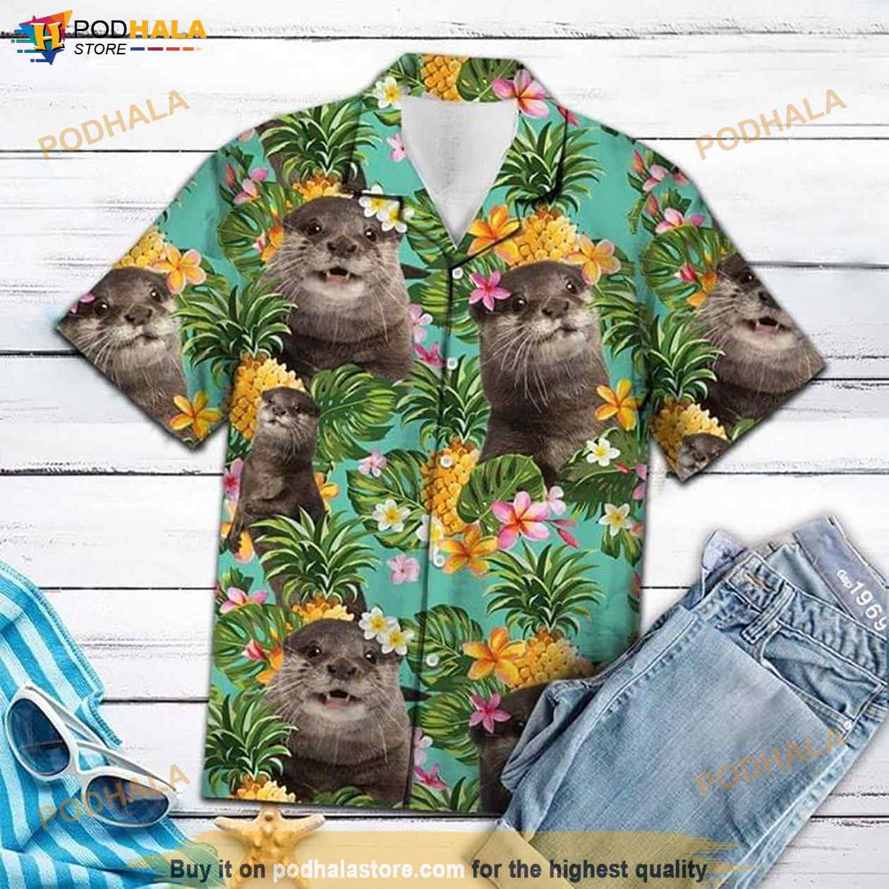 Otter Fruit Funny Hawaiian Shirt, Aloha Shirt Otter Fruit Funny Hawaiian Shirt, Aloha Shirt