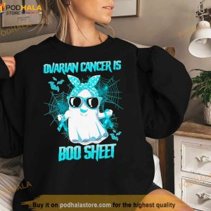 Ovarian Cancer Is Boo Sheet Happy Halloween Shirt 3