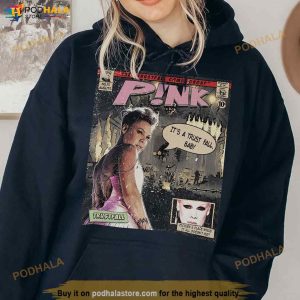 P!Nk Comic Shirt Sweatshirt 90s Vintage P!Nk Trustfall World Tour Album Merch 3