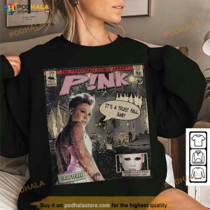 P!Nk Comic Shirt Sweatshirt 90s Vintage P!Nk Trustfall World Tour Album Merch 4
