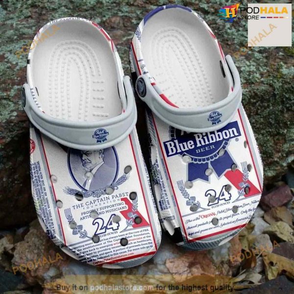 Pabst Blue Ribbon Beer Cool Crocs Clog Shoes