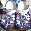 Pabst Blue Ribbon Logo Paint Crocs Clog Shoes
