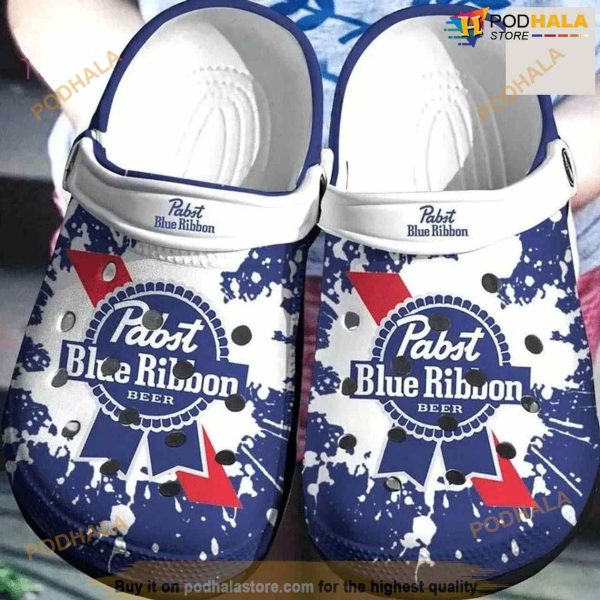 Pabst Blue Ribbon Logo Paint Crocs Clog Shoes