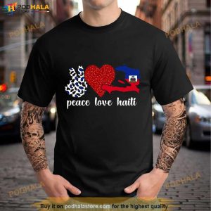 Peace Love Haiti Flag Haitian Heritage Shirt