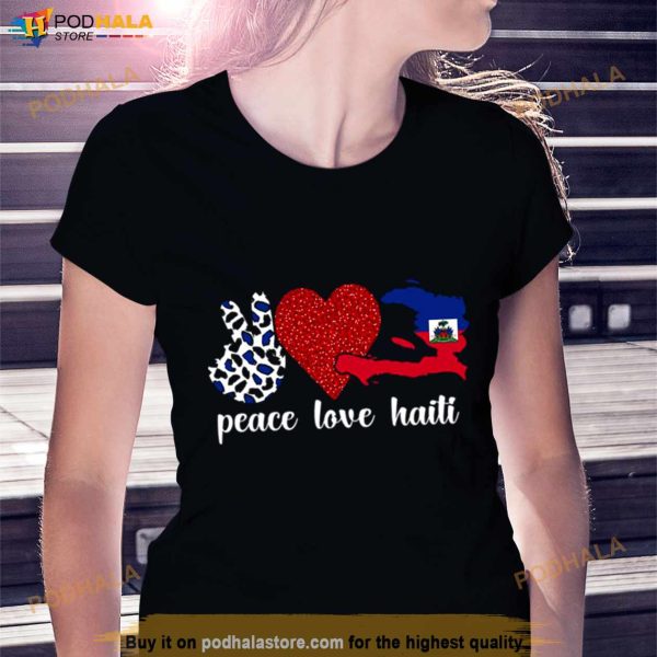 Peace Love Haiti Flag Haitian Heritage Shirt