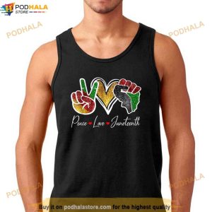 Peace Love Juneteenth Black Pride Freedom 4th Of July Shirt 2