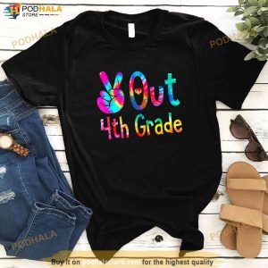 Peace Out 4th Grade Tie Dye Graduation Last Day Of School Shirt 3