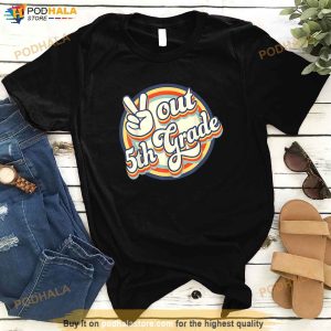 Peace Out 5th Grade Retro Graduation Class Of 2023 Virtual Shirt