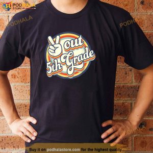 Peace Out 5th Grade Retro Graduation Class Of 2023 Virtual Shirt 2