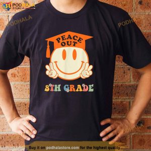 Peace Out 8th Grade Retro Groovy Graduation Class Of 2023 Shirt