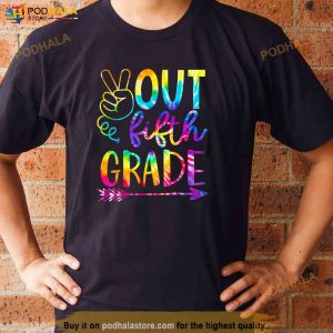 Peace Out Fifth 5th Grade Happy Last Day Of School Tie Dye Shirt 3