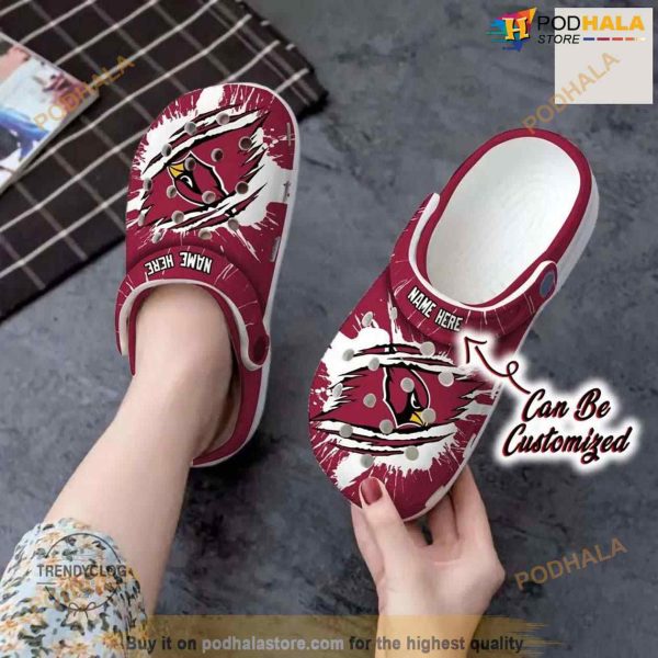 Personalized Arizona Cardinals Football Ripped Claw Crocs Clog Shoes