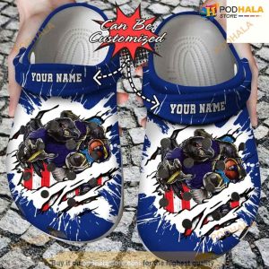 Personalized Baltimore Ravens Mascot Ripped Flag Clog Shoes Crocs