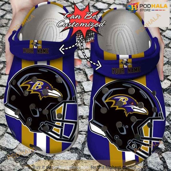 Personalized Baltimore Ravens Team Helmets Crocs Clog Shoes