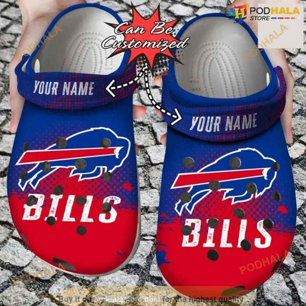 Personalized Buffalo Bills Half Tone Drip Flannel Crocs Clog Shoes