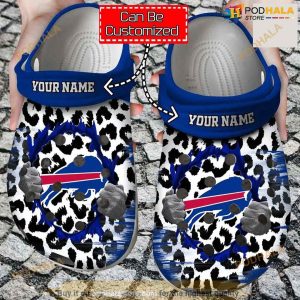 Personalized Buffalo Bills Team Hands Ripping Through Leopard Crocs Style Crocs Clog Shoes