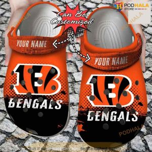 Personalized Cincinnati Bengals Half Tone Drip Flannel Crocs Clog Shoes