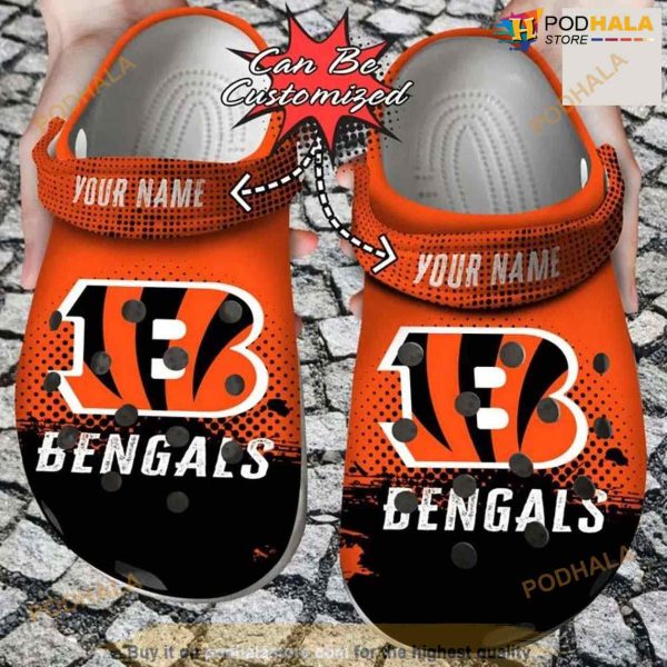 Personalized Cincinnati Bengals Half Tone Drip Flannel Crocs Clog Shoes