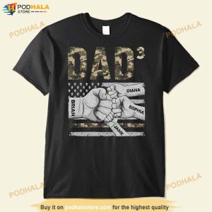 Personalized Dad Raised Fist Bump T shirt Fathers Day Gift Custom Kids Names 3