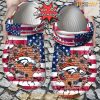 Personalized Denver Broncos American Flag Breaking Wall Crocs Clog Shoes