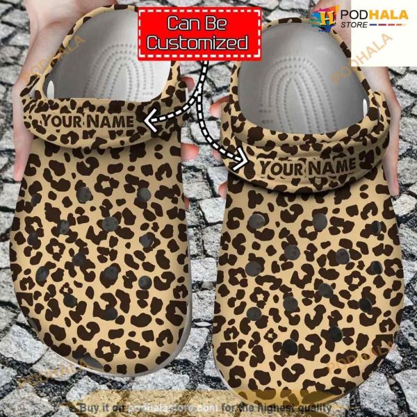 Personalized Flat Cheetah Animal Print Pattern Crocs Clog Shoes