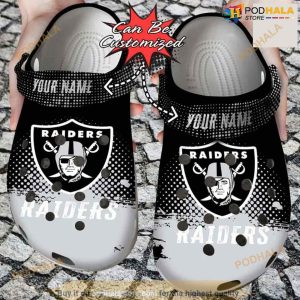 Personalized Las Vegas Raiders Half Tone Drip Flannel Crocs Clog Shoes